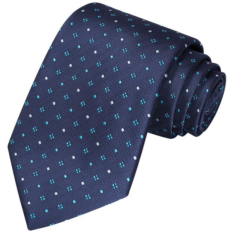 KissTies Ties for Men Tie Neckties Dark Blue Dots Formal Business Necktie - Image 1